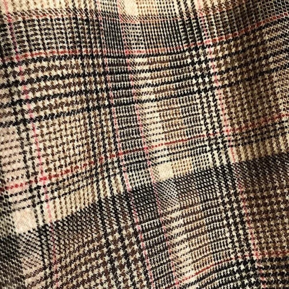 NWT Talbots Neutral Tan Red Black Glen Plaid Flannel Luxe Wool Blend Pants 16 P - Picture 3 of 5